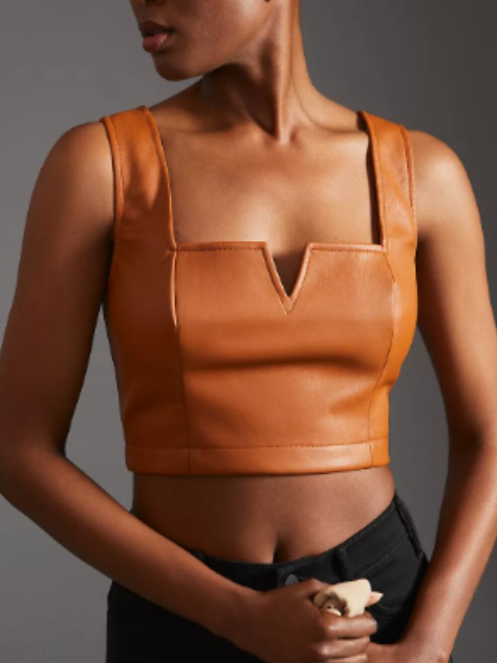 Maeve Faux Leather Notch Tank (L)